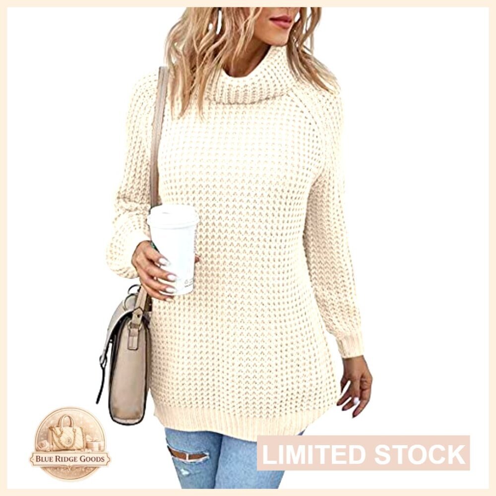 Oversized Turtleneck Sweater Chunky Knit Pullover Lightweight Loose Fit Y2K - Picture 4 of 7